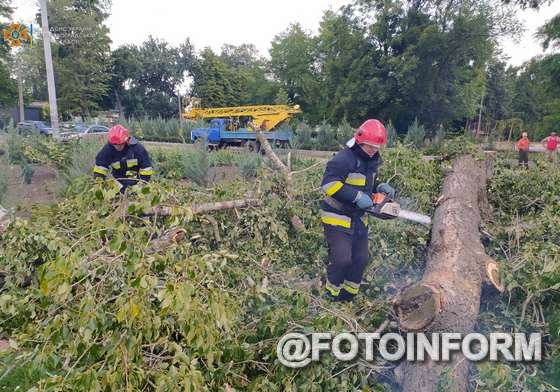 2 серпня пожежно-рятувальні підрозділи ГУ ДСНС у Кіровоградській області 4 рази залучались для надання допомоги по спилюванню та прибиранню аварійних дерев, які перешкоджали нормальній життєдіяльності населення.